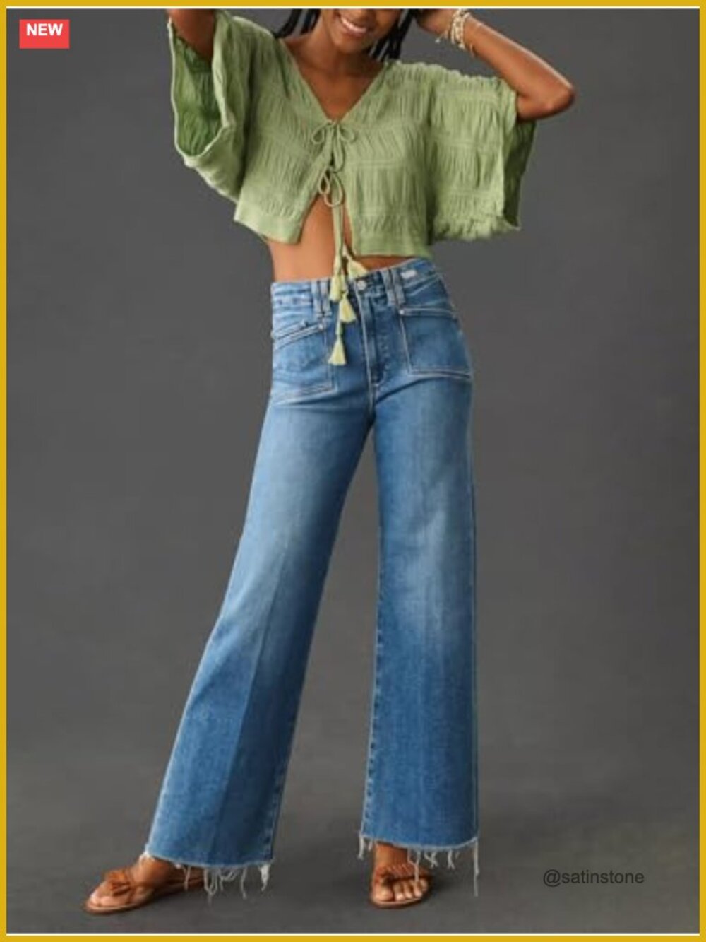 Wide Leg Baggy High Waist Boyfriend Straight Leg Stretchy Denim Pants Trendy - Picture 2 of 5